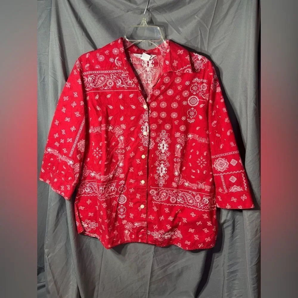 Alia Red Bandana-Style Button Shirt EPC